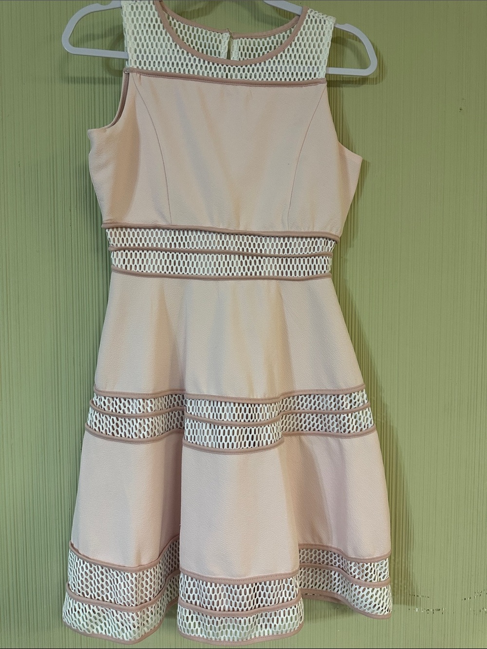 Blush by Us Angels soft Pink and White Mesh Inset Dress